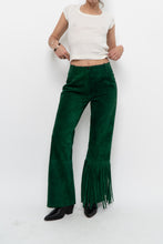 Load image into Gallery viewer, Vintage x Green Suede Fringe Pants (S)