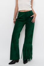 Load image into Gallery viewer, Vintage x Green Suede Fringe Pants (S)