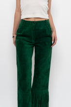 Load image into Gallery viewer, Vintage x Green Suede Fringe Pants (S)