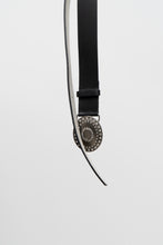 Load image into Gallery viewer, Vintage x Black Leather, Silver Rhinestone Buckle Belt (S, M)