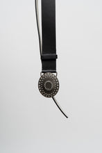 Load image into Gallery viewer, Vintage x Black Leather, Silver Rhinestone Buckle Belt (S, M)