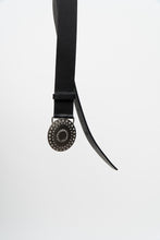Load image into Gallery viewer, Vintage x Black Leather, Silver Rhinestone Buckle Belt (S, M)