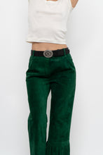 Load image into Gallery viewer, Vintage x Black Leather, Silver Rhinestone Buckle Belt (S, M)