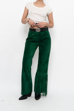 Load image into Gallery viewer, Vintage x Green Suede Fringe Pants (S)