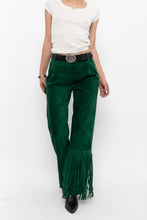 Load image into Gallery viewer, Vintage x Green Suede Fringe Pants (S)