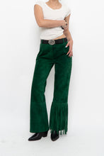 Load image into Gallery viewer, Vintage x Green Suede Fringe Pants (S)