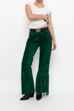Load image into Gallery viewer, Vintage x Green Suede Fringe Pants (S)