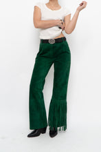 Load image into Gallery viewer, Vintage x Green Suede Fringe Pants (S)