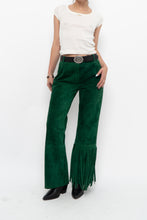 Load image into Gallery viewer, Vintage x Green Suede Fringe Pants (S)