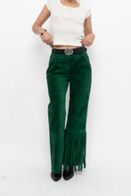 Load image into Gallery viewer, Vintage x Green Suede Fringe Pants (S)