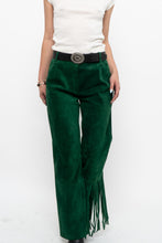Load image into Gallery viewer, Vintage x Green Suede Fringe Pants (S)