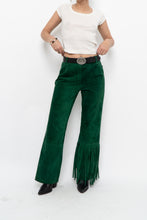 Load image into Gallery viewer, Vintage x Green Suede Fringe Pants (S)
