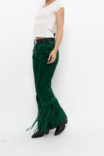Load image into Gallery viewer, Vintage x Green Suede Fringe Pants (S)