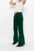Load image into Gallery viewer, Vintage x Green Suede Fringe Pants (S)