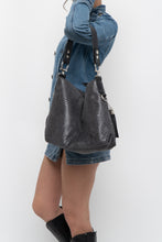 Load image into Gallery viewer, Vintage x Grey, Black Faux Snakeskin Slouch Purse