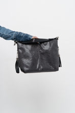 Load image into Gallery viewer, Vintage x Grey, Black Faux Snakeskin Slouch Purse