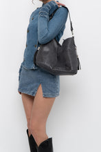 Load image into Gallery viewer, Vintage x Grey, Black Faux Snakeskin Slouch Purse