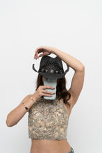 Load image into Gallery viewer, Modern x Black Straw Charm Cowboy Hat