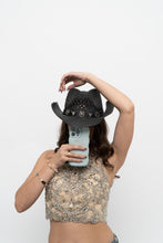 Load image into Gallery viewer, Modern x Black Straw Charm Cowboy Hat