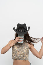 Load image into Gallery viewer, Modern x Black Straw Charm Cowboy Hat