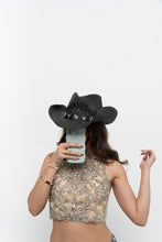 Load image into Gallery viewer, Modern x Black Straw Charm Cowboy Hat