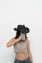 Load image into Gallery viewer, Modern x Black Straw Charm Cowboy Hat