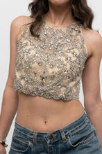 Load image into Gallery viewer, Vintage x ALYCE PARIS Cropped Mesh Rhinestone Tank (XS, S)