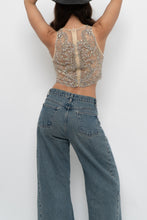 Load image into Gallery viewer, Vintage x ALYCE PARIS Cropped Mesh Rhinestone Tank (XS, S)