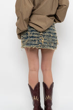 Load image into Gallery viewer, FASHIONOVA x Deadstock Distressed Micro Mini Skirt (S, M)