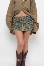 Load image into Gallery viewer, FASHIONOVA x Deadstock Distressed Micro Mini Skirt (S, M)