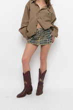 Load image into Gallery viewer, FASHIONOVA x Deadstock Distressed Micro Mini Skirt (S, M)
