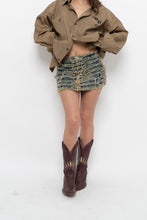 Load image into Gallery viewer, FASHIONOVA x Deadstock Distressed Micro Mini Skirt (S, M)