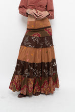 Load image into Gallery viewer, Vintage x Made in India x Cotton Tiered Multipatterened Maxi Skirt (S)