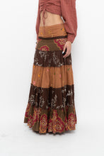 Load image into Gallery viewer, Vintage x Made in India x Cotton Tiered Multipatterened Maxi Skirt (S)