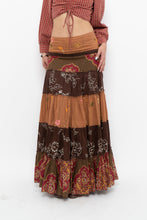 Load image into Gallery viewer, Vintage x Made in India x Cotton Tiered Multipatterened Maxi Skirt (S)