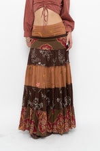 Load image into Gallery viewer, Vintage x Made in India x Cotton Tiered Multipatterened Maxi Skirt (S)
