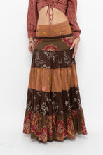 Load image into Gallery viewer, Vintage x Made in India x Cotton Tiered Multipatterened Maxi Skirt (S)