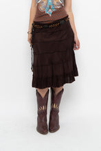 Load image into Gallery viewer, Vintage x Made in India x BRODY Brown Tiered Midi Skirt (L)