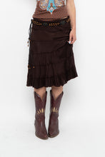 Load image into Gallery viewer, Vintage x Made in India x BRODY Brown Tiered Midi Skirt (L)