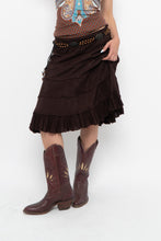 Load image into Gallery viewer, Vintage x Made in India x BRODY Brown Tiered Midi Skirt (L)