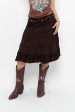 Load image into Gallery viewer, Vintage x Made in India x BRODY Brown Tiered Midi Skirt (L)
