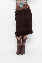 Load image into Gallery viewer, Vintage x Made in India x BRODY Brown Tiered Midi Skirt (L)