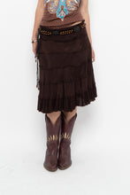 Load image into Gallery viewer, Vintage x Made in India x BRODY Brown Tiered Midi Skirt (L)