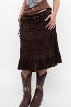 Load image into Gallery viewer, Vintage x Made in India x BRODY Brown Tiered Midi Skirt (L)