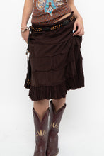 Load image into Gallery viewer, Vintage x Made in India x BRODY Brown Tiered Midi Skirt (L)