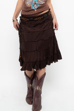 Load image into Gallery viewer, Vintage x Made in India x BRODY Brown Tiered Midi Skirt (L)