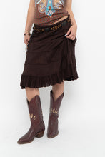 Load image into Gallery viewer, Vintage x Made in India x BRODY Brown Tiered Midi Skirt (L)