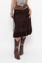 Load image into Gallery viewer, Vintage x Made in India x BRODY Brown Tiered Midi Skirt (L)