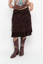 Load image into Gallery viewer, Vintage x Made in India x BRODY Brown Tiered Midi Skirt (L)