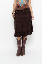 Load image into Gallery viewer, Vintage x Made in India x BRODY Brown Tiered Midi Skirt (L)